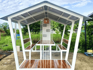 Nha choi san vuon nc dq21 khung thep trang tri 3x2m tich hop ghe du 3