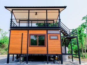 Nha go lap ghep ket cau thep phong cach don gian 1