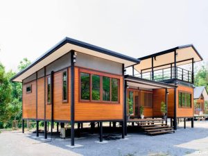 Nha go lap ghep ket cau thep phong cach don gian