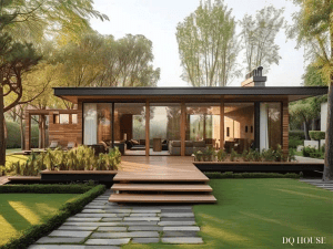 Nha go lap ghep mot tang phong cach hien dai va mat tien rong